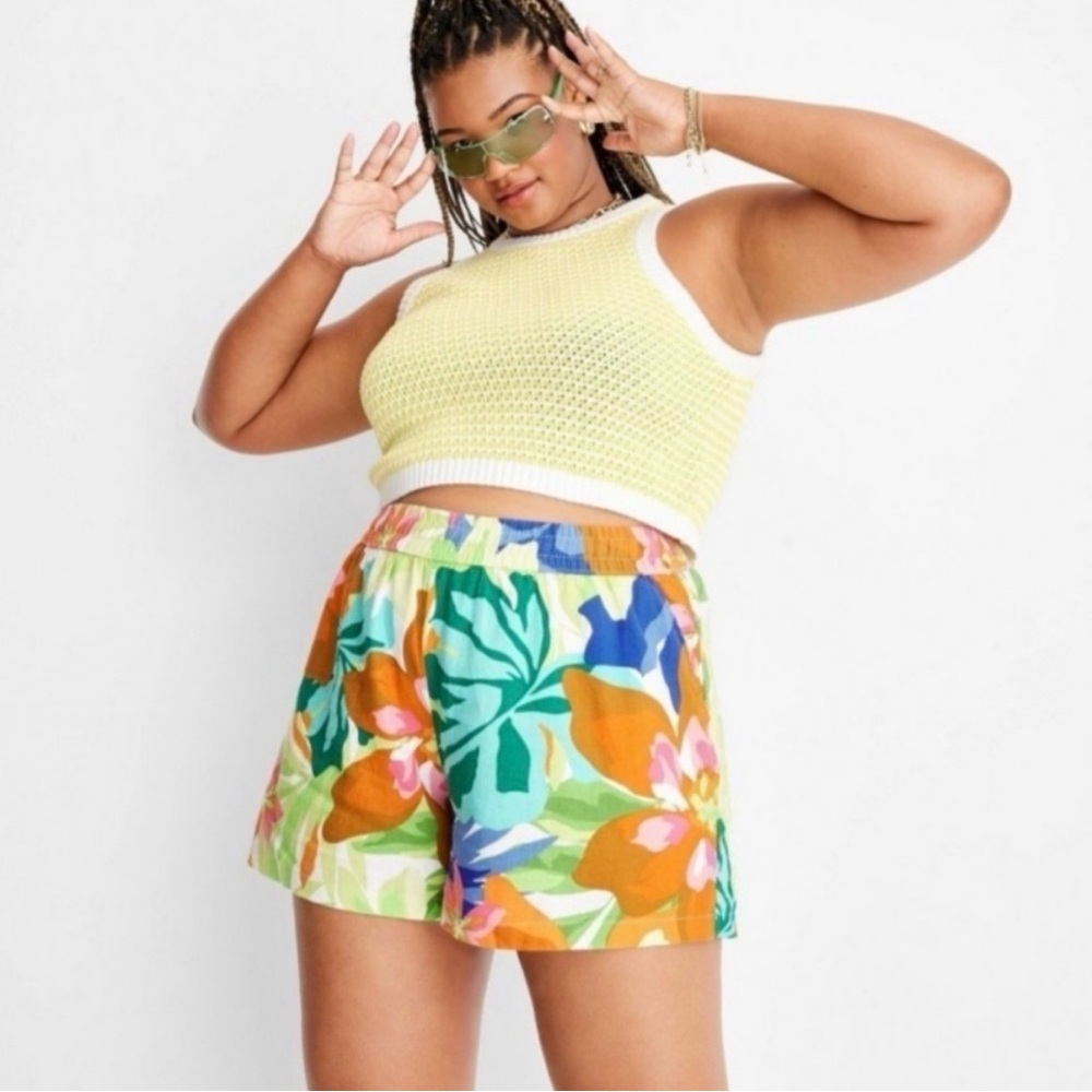 Future Collective Floral Linen Shorts